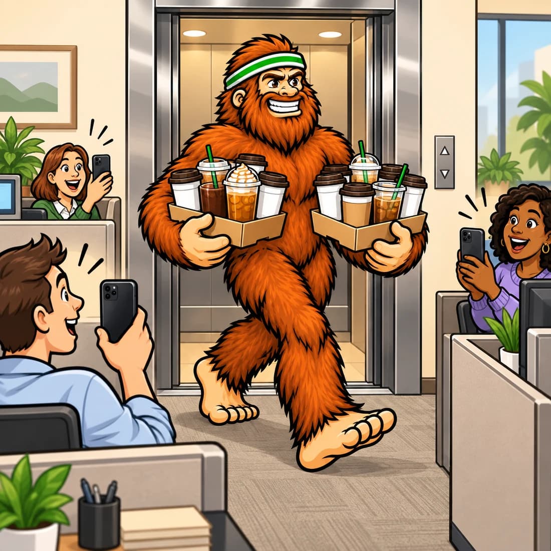 Bigfoot illustration for Office Coffee Run