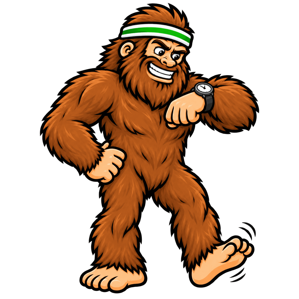Bigfoot checking the time before the run closes