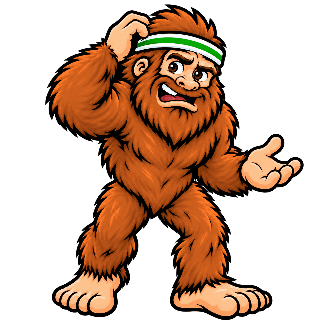 A helpful, slightly confused Bigfoot scratching his head